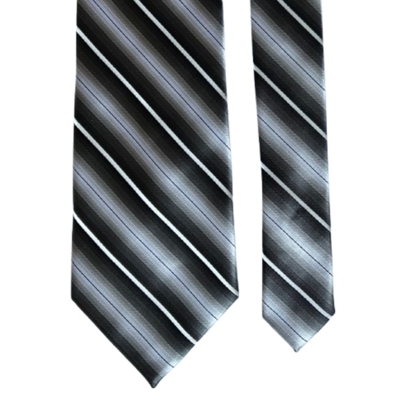 PIERRE CARDIN Tie White Gray & Black Stripes 58" x 4"W Handmade - Picture 3 of 7